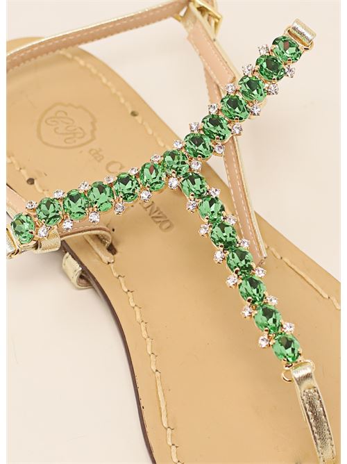 Green jewel flat sandals Da Costanzo | PIETREESWAROVSKIVERDE